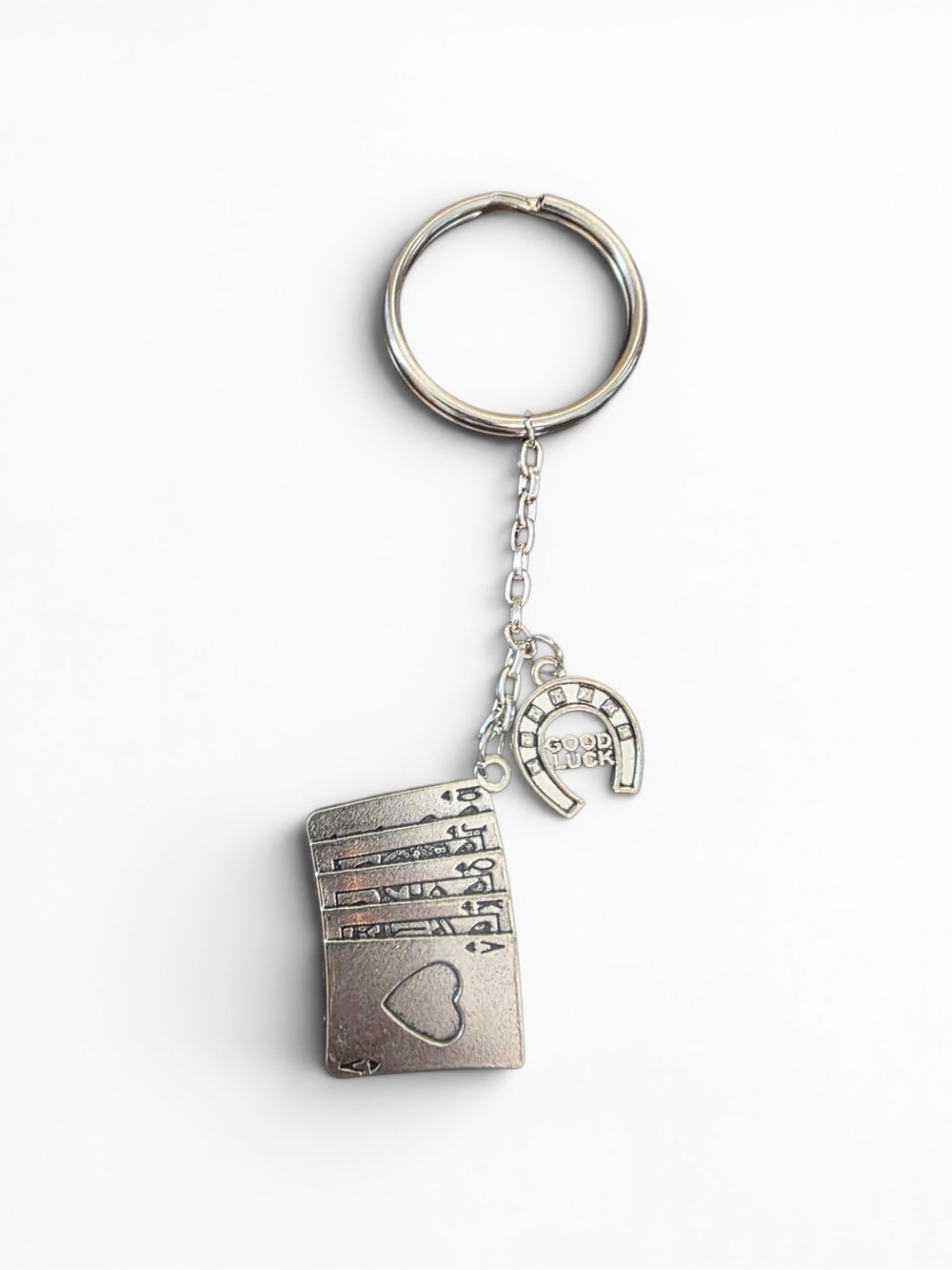 Lucky Good Luck Horseshoe Poker Card Keychain